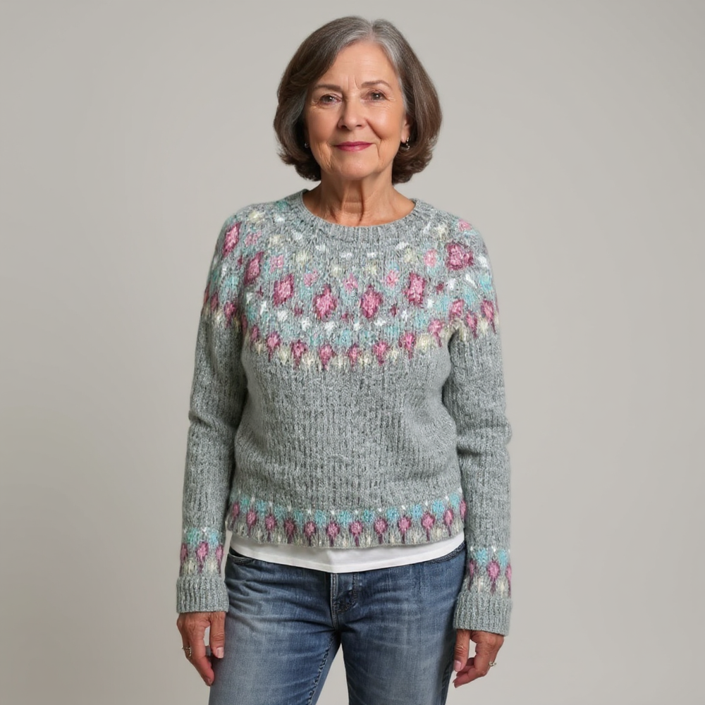 Hazel - Floral Fair Isle Knit Sweater 2