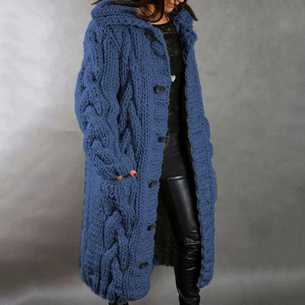 Hedda - Chunky Knit Hooded Long Coat 1