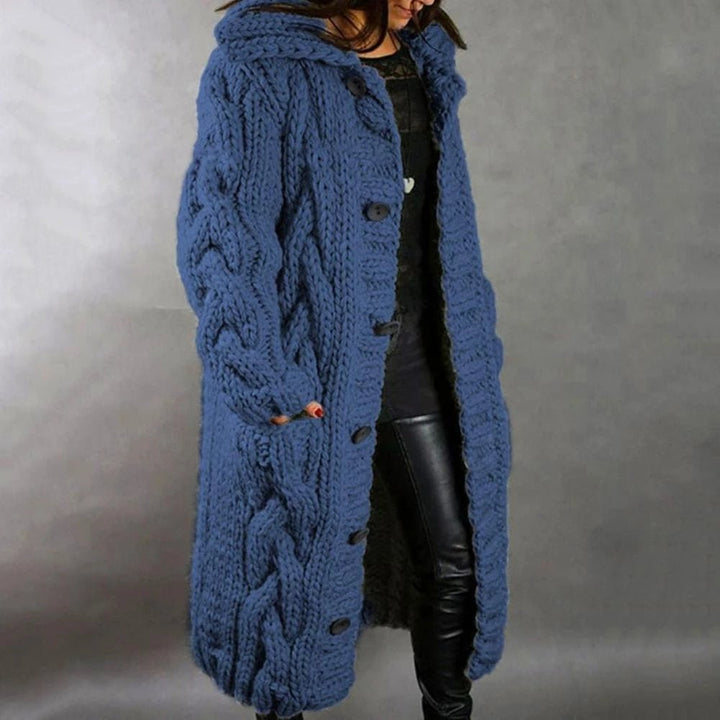 Hedda - Chunky Knit Hooded Long Coat 1