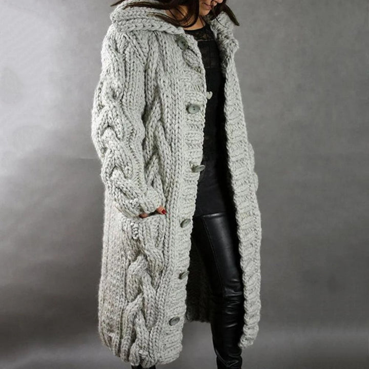 Hedda - Chunky Knit Hooded Long Coat 2