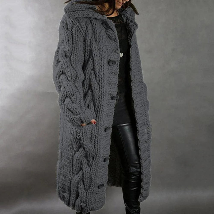 Hedda - Chunky Knit Hooded Long Coat 3