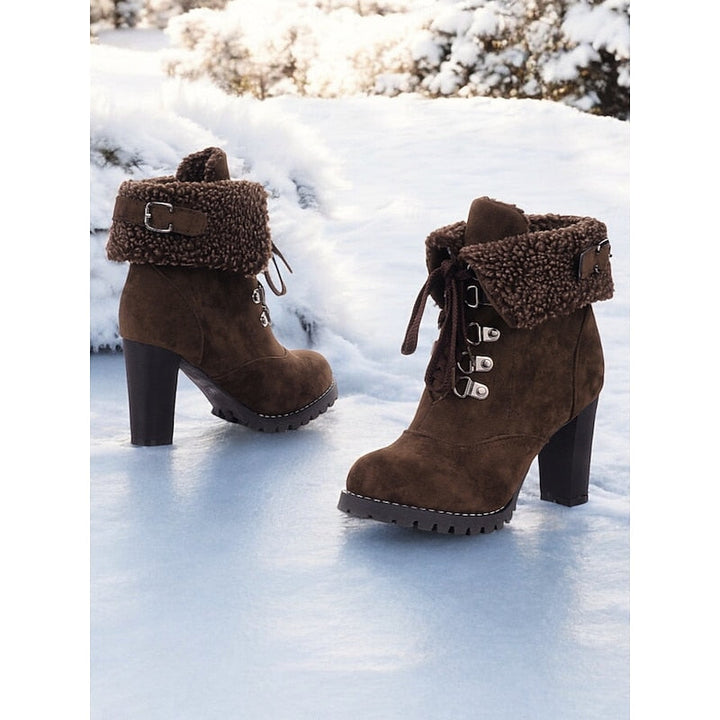 Heleen | Women's Heeled Lace Up Winter Combat Boots 10