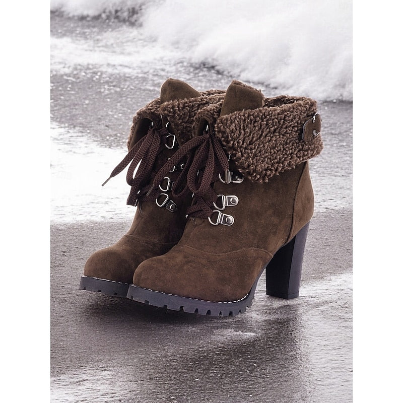 Heleen | Women's Heeled Lace Up Winter Combat Boots 2