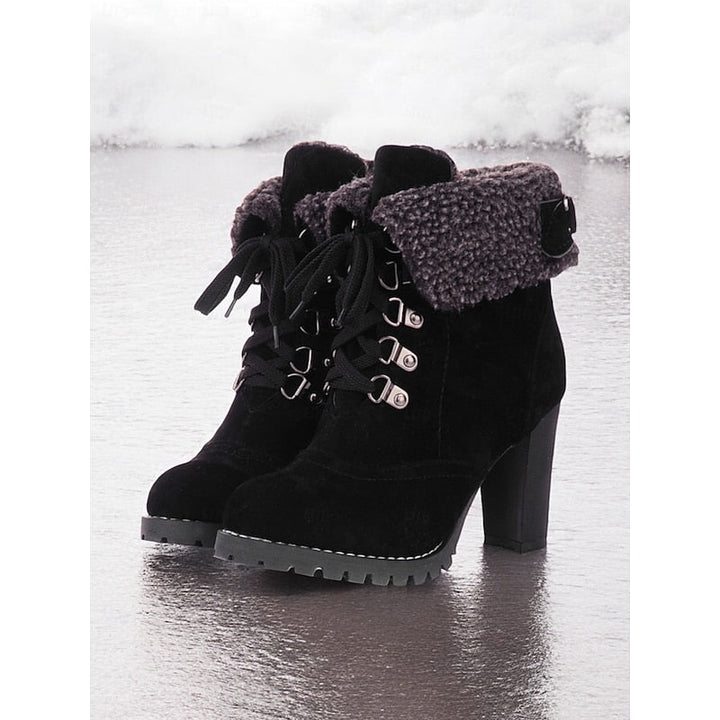 Heleen | Women's Heeled Lace Up Winter Combat Boots 3