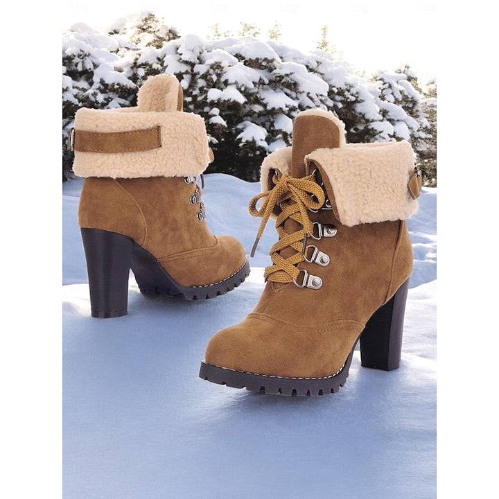 Heleen | Women's Heeled Lace Up Winter Combat Boots 4