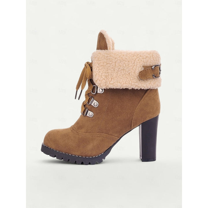 Heleen | Women's Heeled Lace Up Winter Combat Boots 8