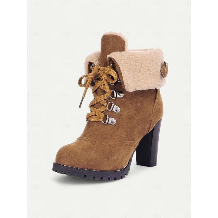 Heleen | Women's Heeled Lace Up Winter Combat Boots 9
