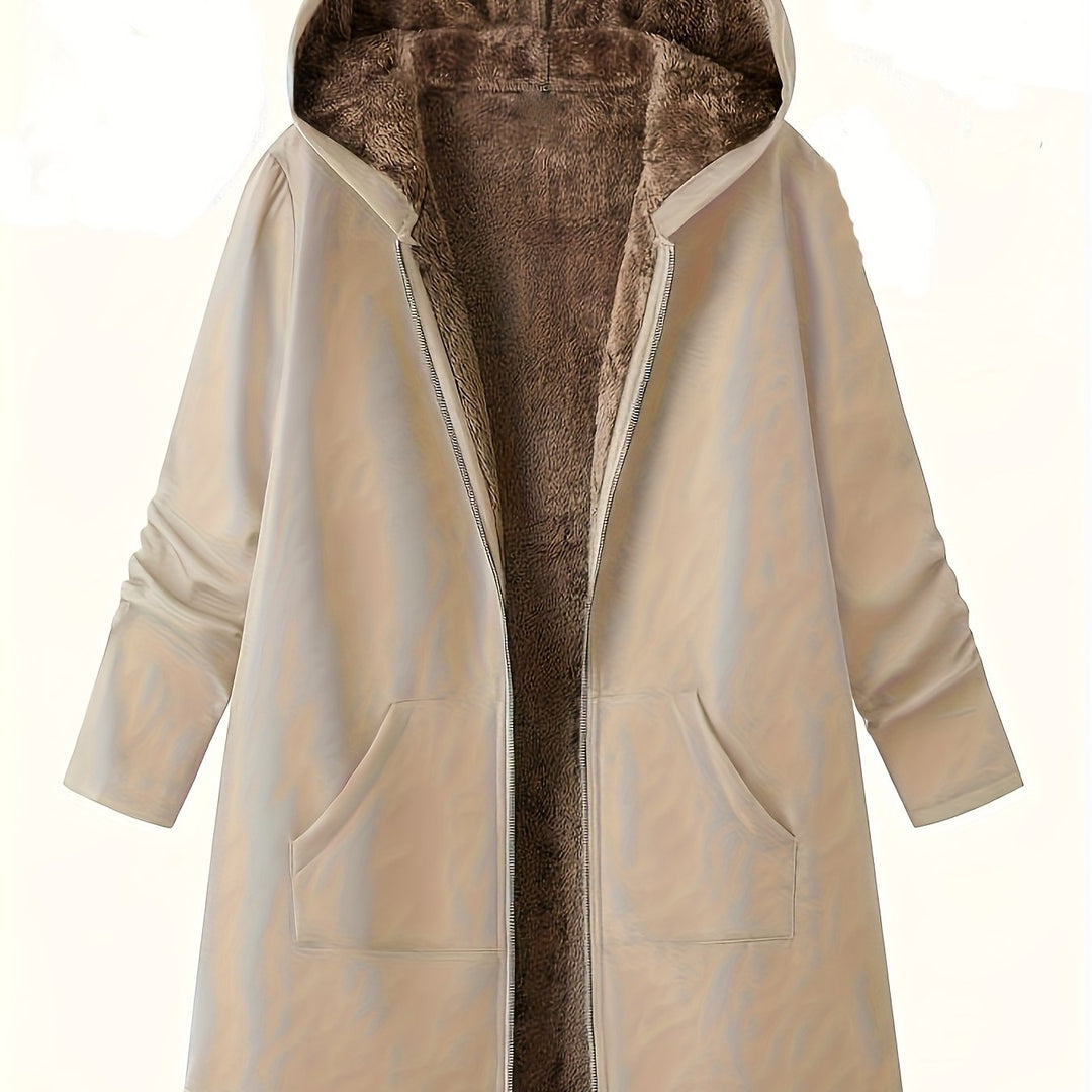 Hendrikje | Women's Long Fleece Lined Hooded Coat 1
