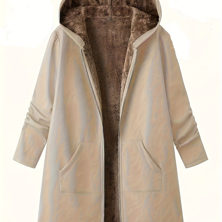 Hendrikje | Women's Long Fleece Lined Hooded Coat 1