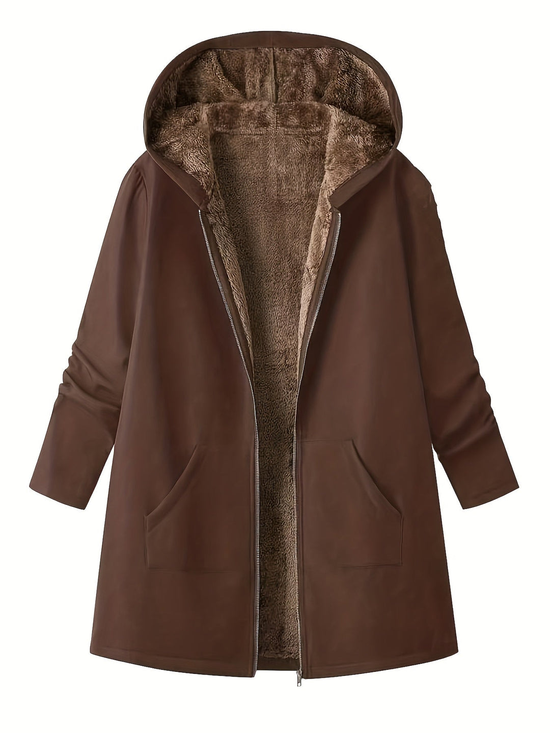 Hendrikje | Women's Long Fleece Lined Hooded Coat 11