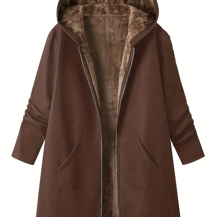 Hendrikje | Women's Long Fleece Lined Hooded Coat 2