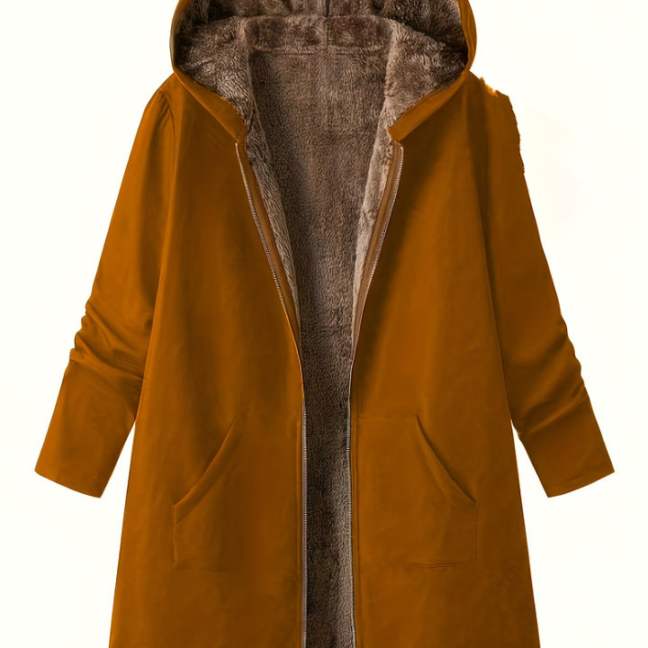 Hendrikje | Women's Long Fleece Lined Hooded Coat 3