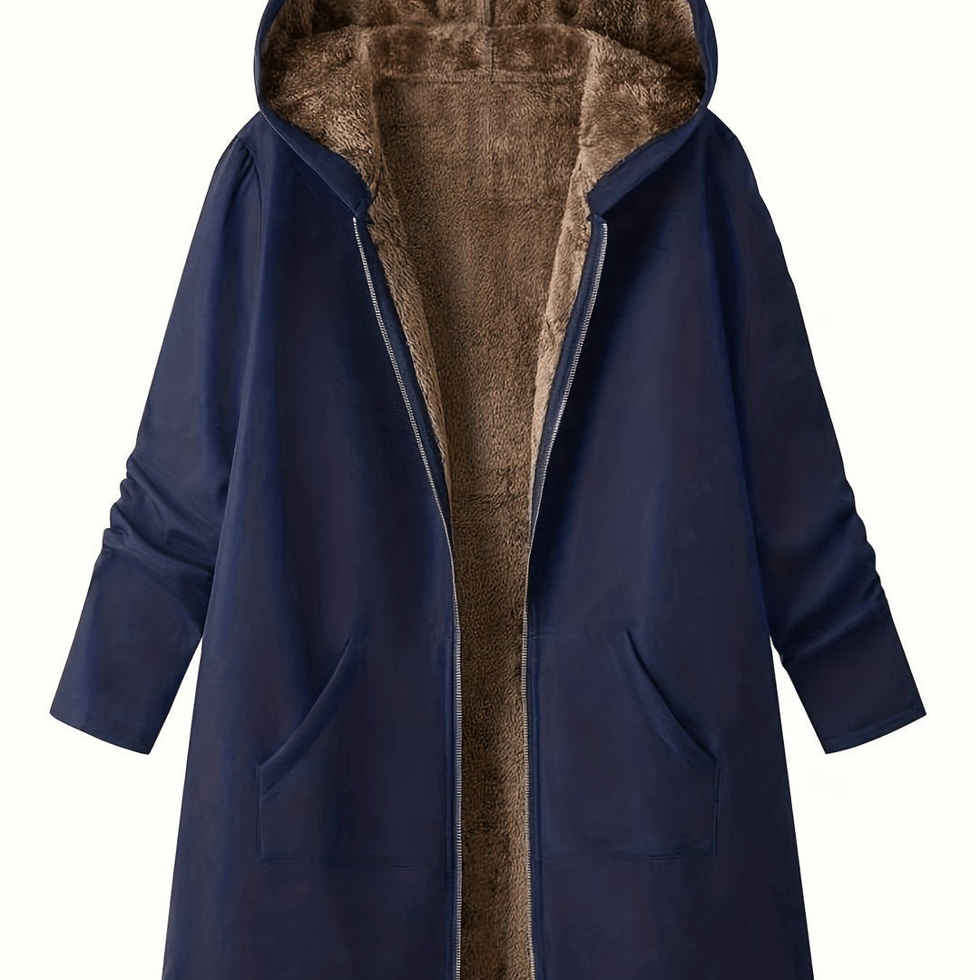 Hendrikje | Women's Long Fleece Lined Hooded Coat 5