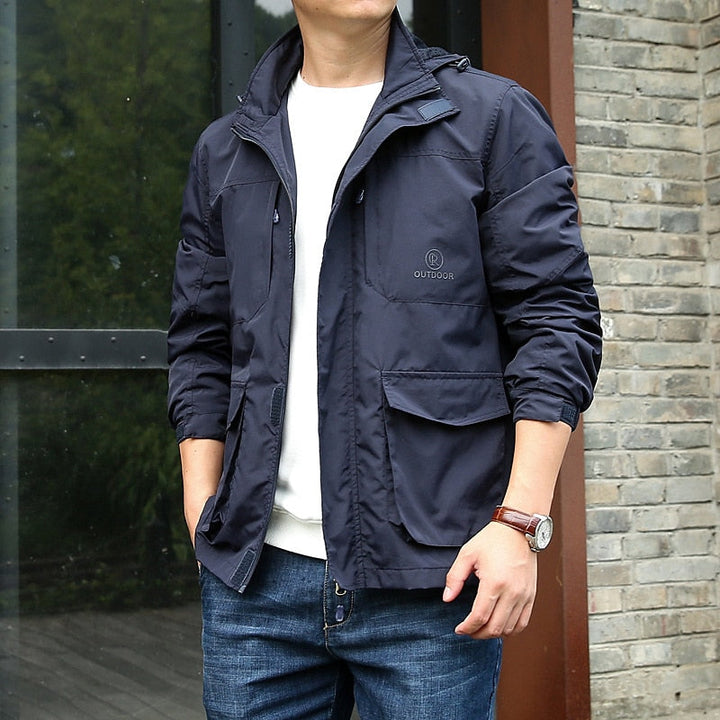 Men's Hooded Cargo Utility Jacket – Navy