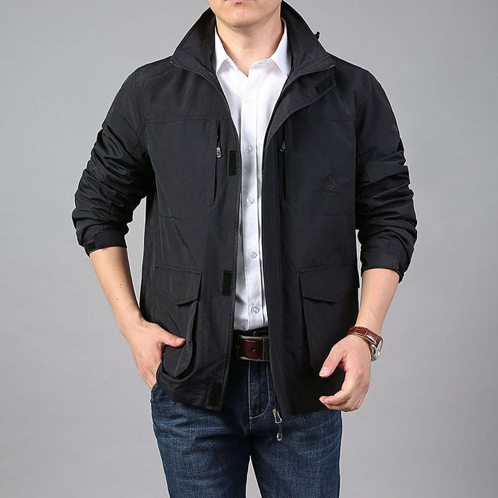 Men's Hooded Cargo Utility Jacket – Black