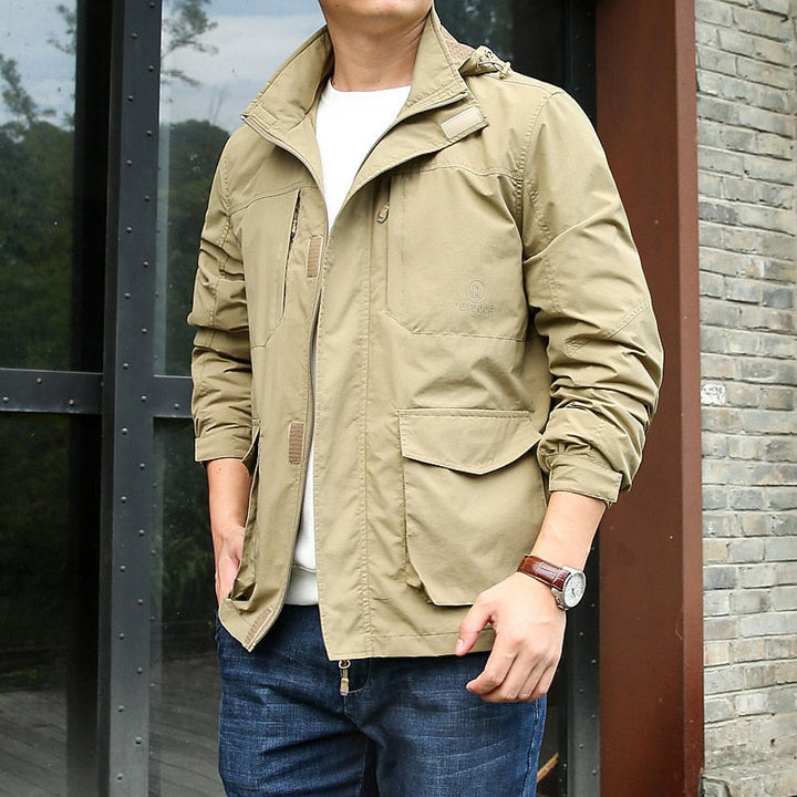 Men's Hooded Cargo Utility Jacket – Detail View