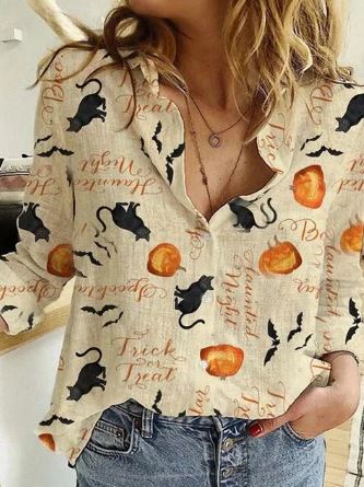 Hilda - Cat Print Halloween Blouse 3