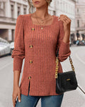 Hillegonda | Women's Ribbed Sweater Knit Pullover Tunic Long Sleeve