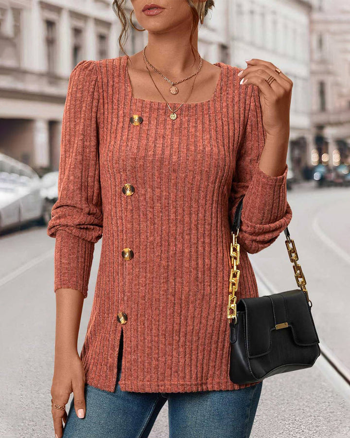 Hillegonda | Women's Ribbed Sweater Knit Pullover Tunic Long Sleeve 1