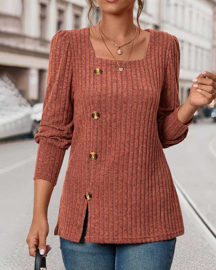 Hillegonda | Women's Ribbed Sweater Knit Pullover Tunic Long Sleeve 11