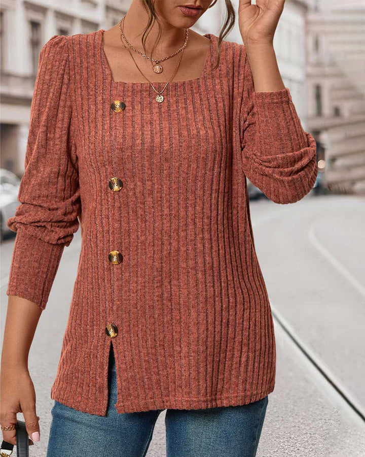 Hillegonda | Women's Ribbed Sweater Knit Pullover Tunic Long Sleeve 12