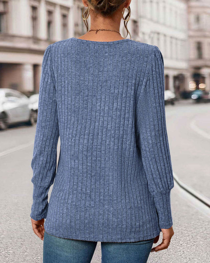 Hillegonda | Women's Ribbed Sweater Knit Pullover Tunic Long Sleeve 5