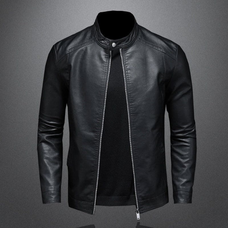 Hollis - Stand Collar Leather Jacket 1