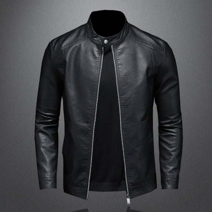 Hollis - Stand Collar Leather Jacket 1