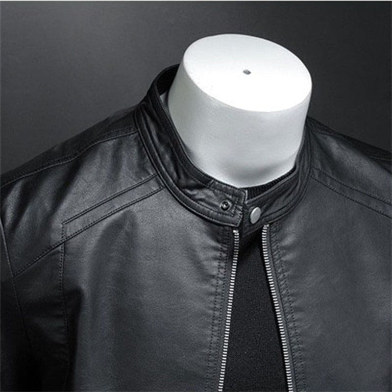 Hollis - Stand Collar Leather Jacket 5