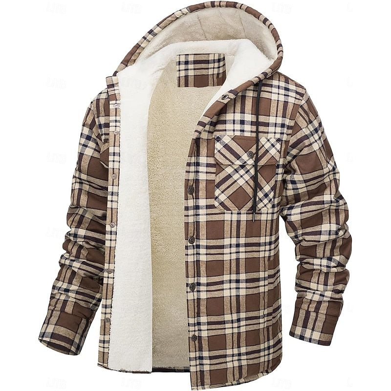 Hylke | Men's Sherpa Lined Plaid Flannel Hoodie Jacket 1