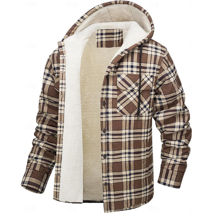 Hylke | Men's Sherpa Lined Plaid Flannel Hoodie Jacket 1