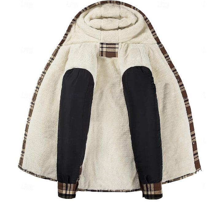 Hylke | Men's Sherpa Lined Plaid Flannel Hoodie Jacket 10