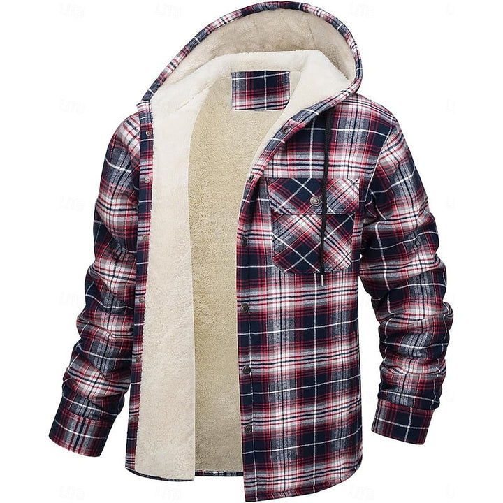 Hylke | Men's Sherpa Lined Plaid Flannel Hoodie Jacket 2
