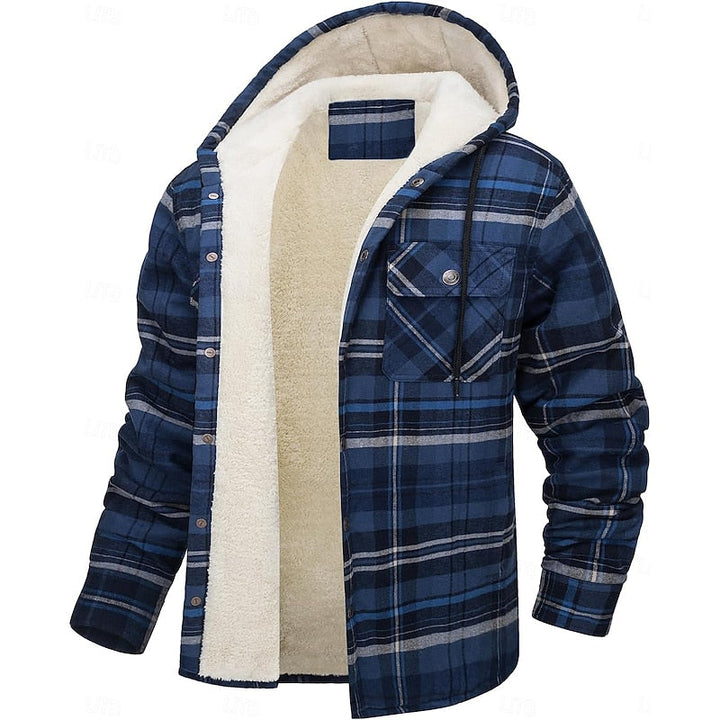 Hylke | Men's Sherpa Lined Plaid Flannel Hoodie Jacket 5