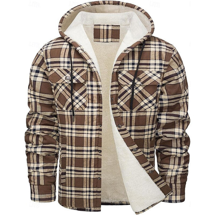 Hylke | Men's Sherpa Lined Plaid Flannel Hoodie Jacket 9