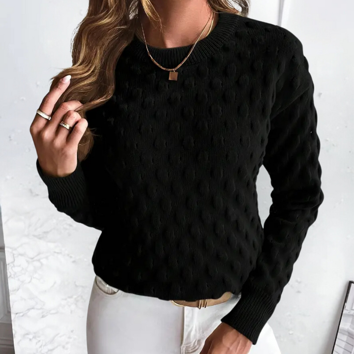 Ietje | Women's Crew Neck Sweater Knit Pullover Textured Oversized 1