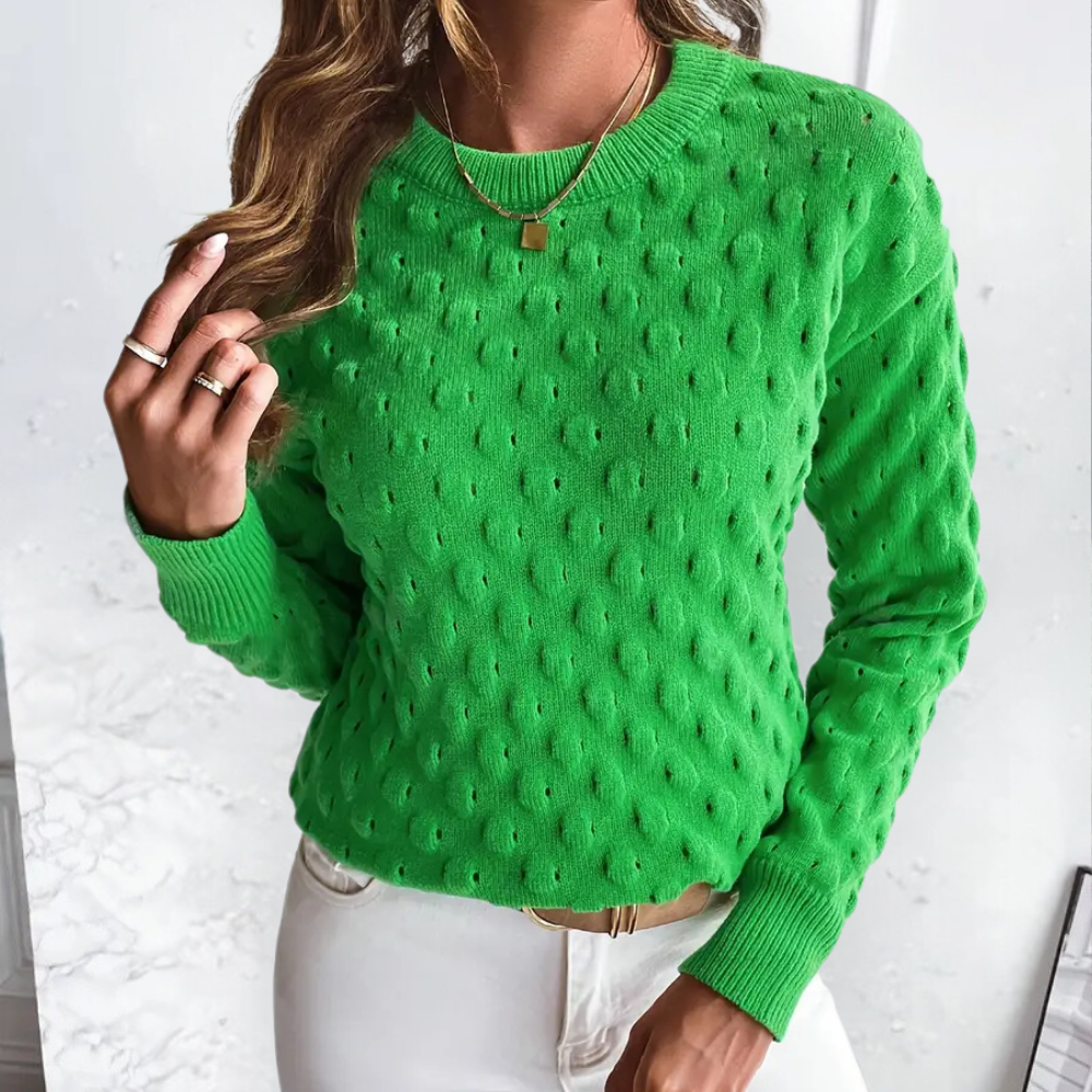 Ietje | Women's Crew Neck Sweater Knit Pullover Textured Oversized 3