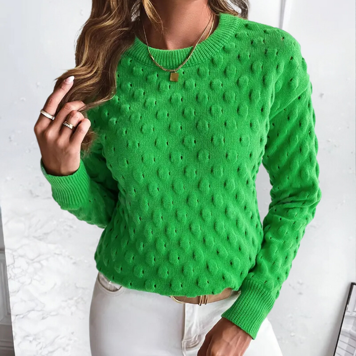 Ietje | Women's Crew Neck Sweater Knit Pullover Textured Oversized 3