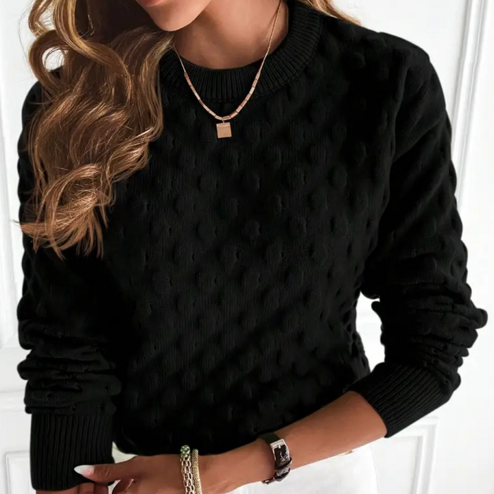 Ietje | Women's Crew Neck Sweater Knit Pullover Textured Oversized 4