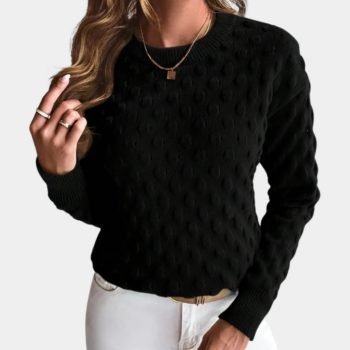 Ietje | Women's Crew Neck Sweater Knit Pullover Textured Oversized 5