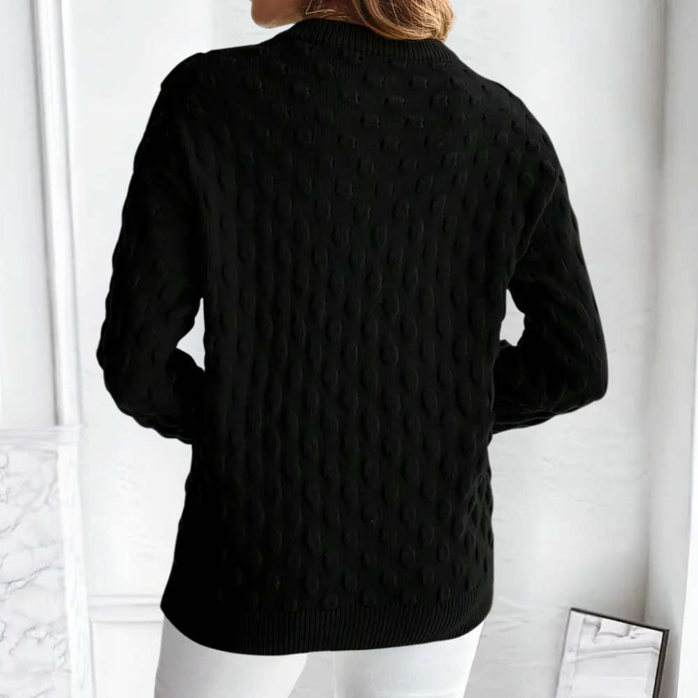 Ietje | Women's Crew Neck Sweater Knit Pullover Textured Oversized 6