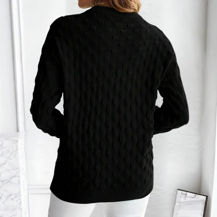 Ietje | Women's Crew Neck Sweater Knit Pullover Textured Oversized 6