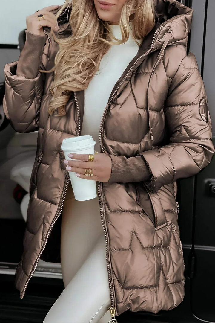 Lina™ | Long, Warm Quilted Jacket with a Generous Hood