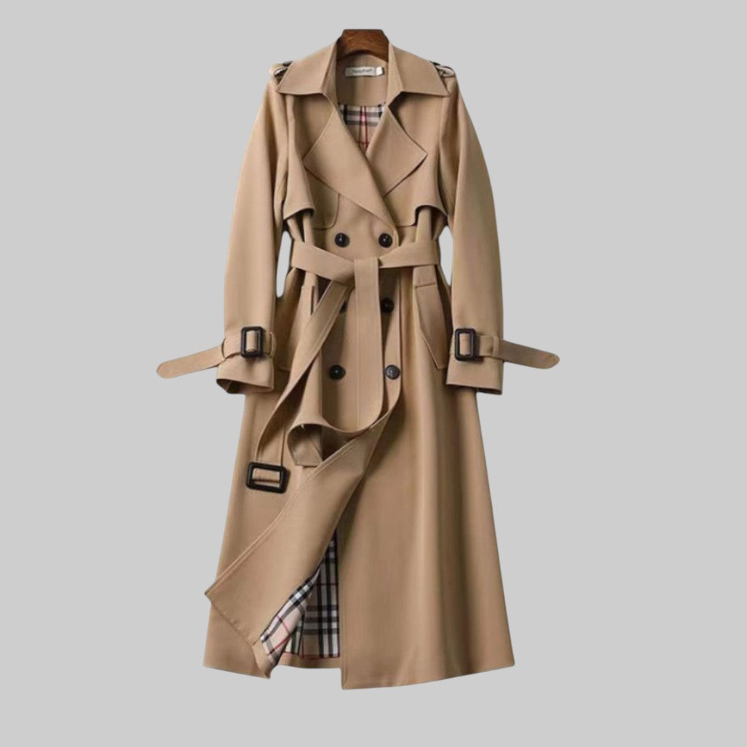 Imke | Women's Long Trench Coat Double Breasted Belted 1