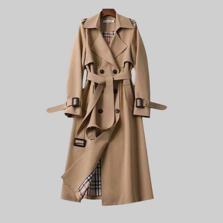 Imke | Women's Long Trench Coat Double Breasted Belted 1