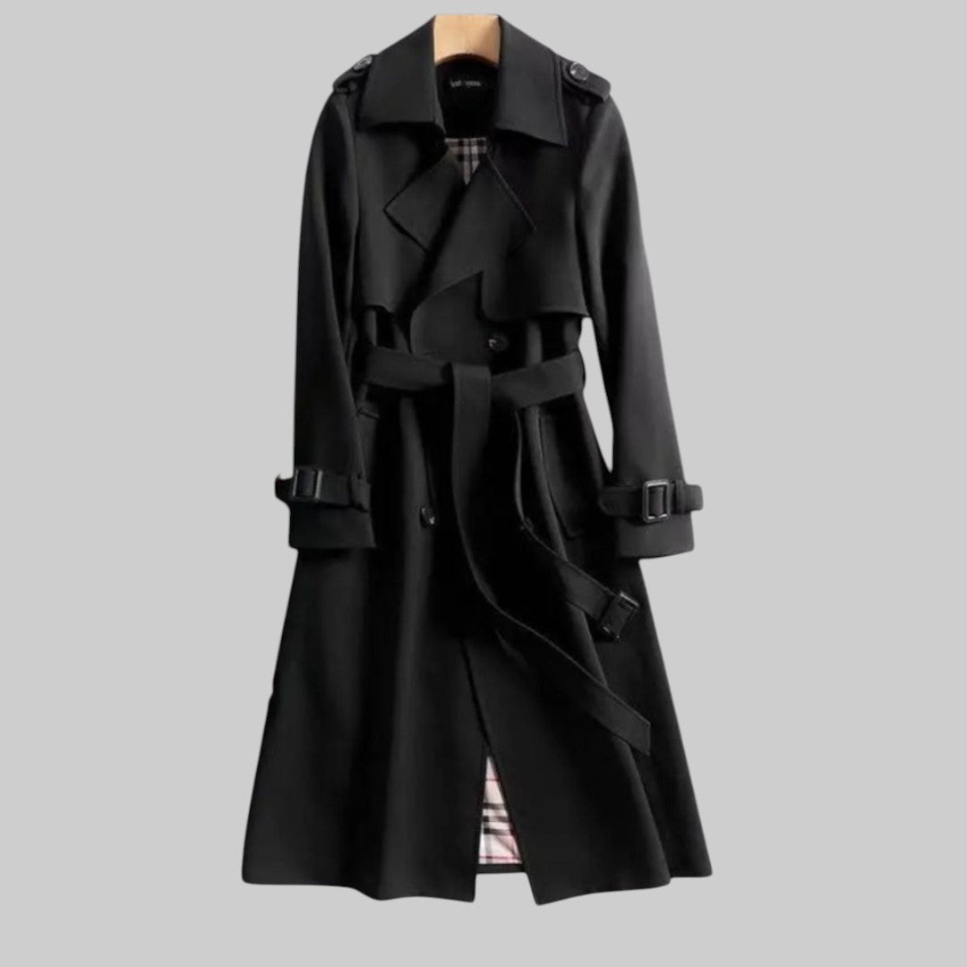 Imke | Women's Long Trench Coat Double Breasted Belted 4