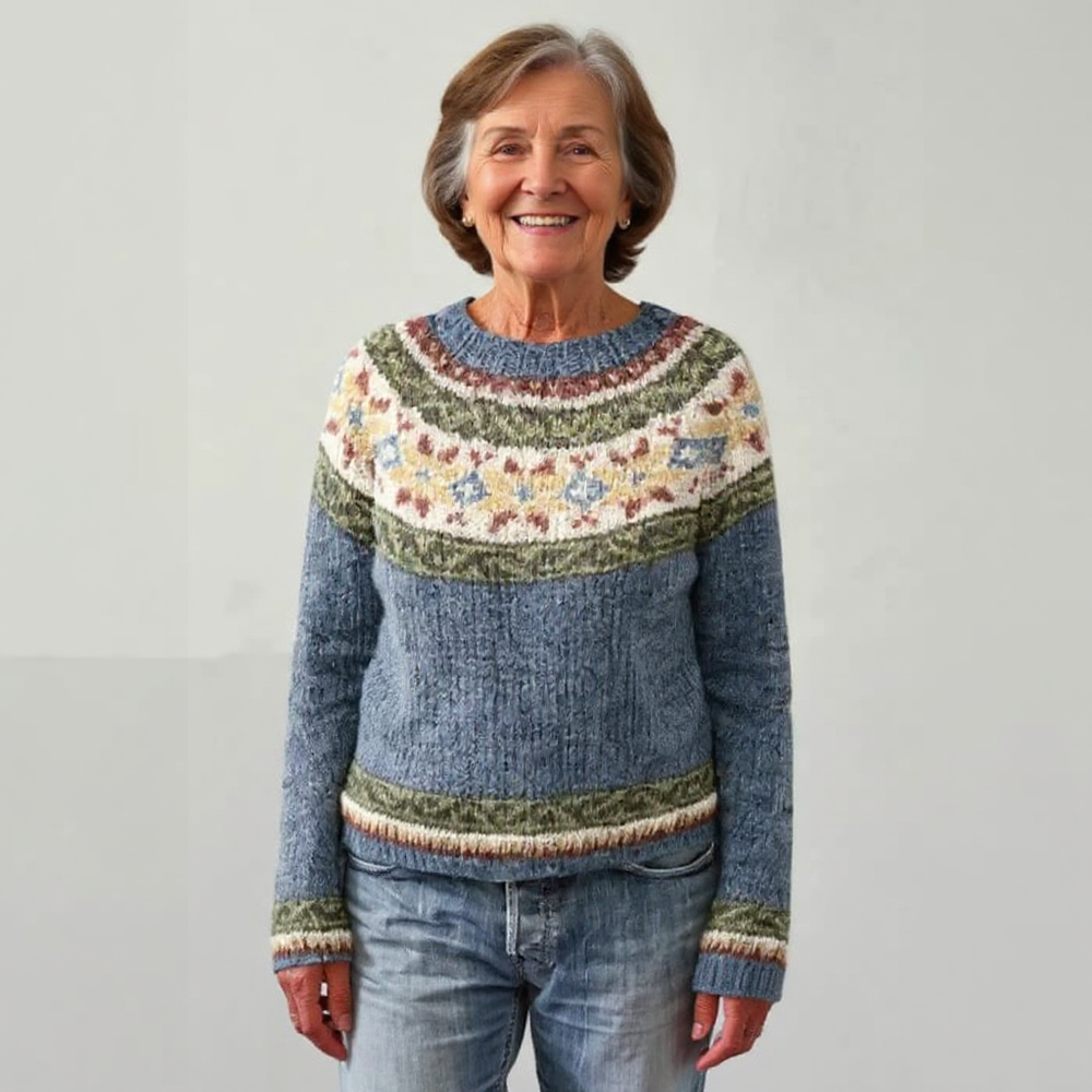 Ingrid - Nordic Floral Fair Isle Knit Sweater 2