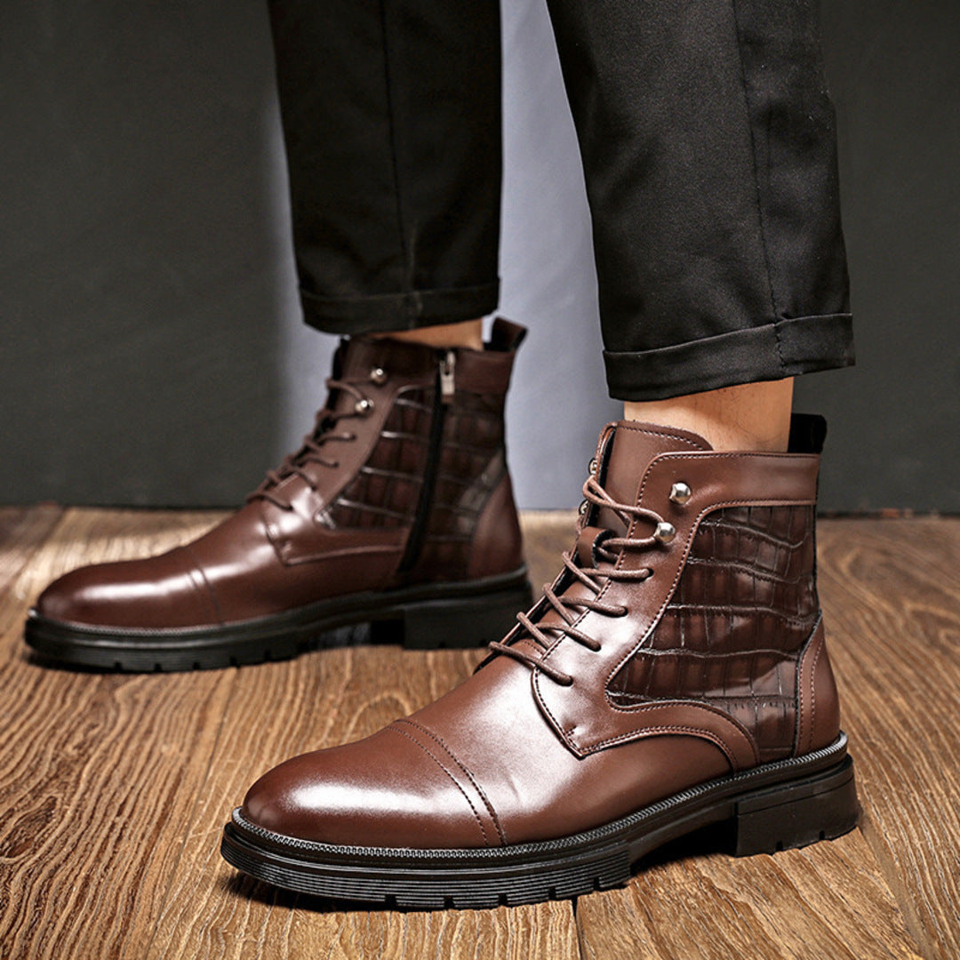 Isaac | Men's Dress Boots Leather Zip Up Ankle Casual 1
