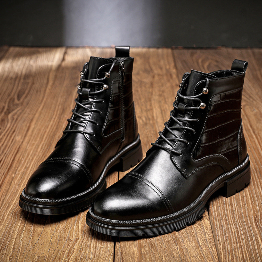 Isaac | Men's Dress Boots Leather Zip Up Ankle Casual 3