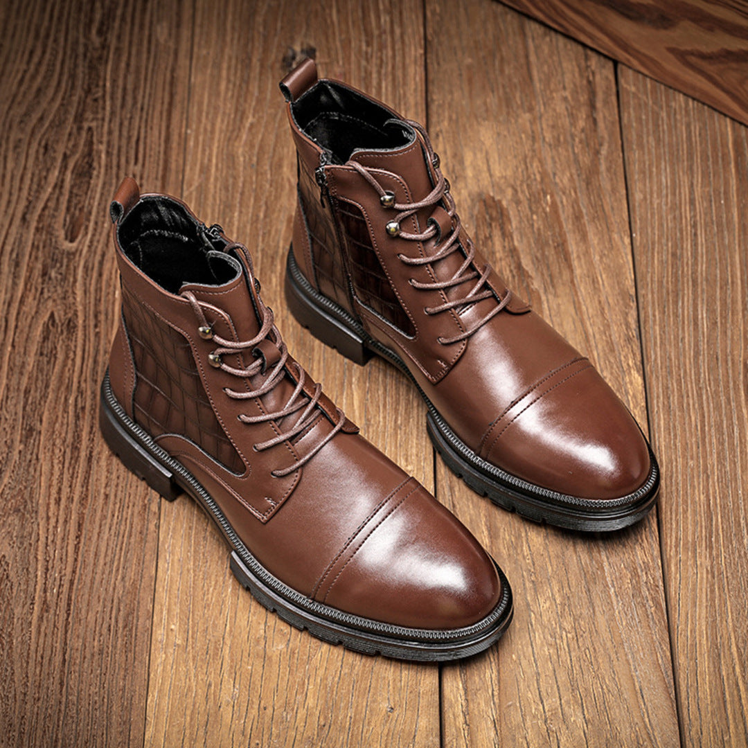 Isaac | Men's Dress Boots Leather Zip Up Ankle Casual 4